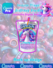 Load image into Gallery viewer, Unicorn Birthday Canva Digital Download
