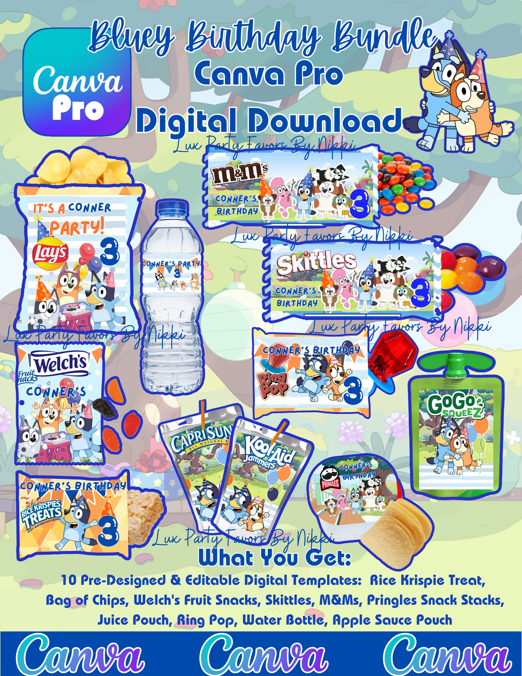 Bluey & Friends Canva Digital Download