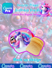 Load image into Gallery viewer, Unicorn Birthday Canva Digital Download

