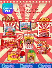 Load image into Gallery viewer, Circus Party Canva Digital Download
