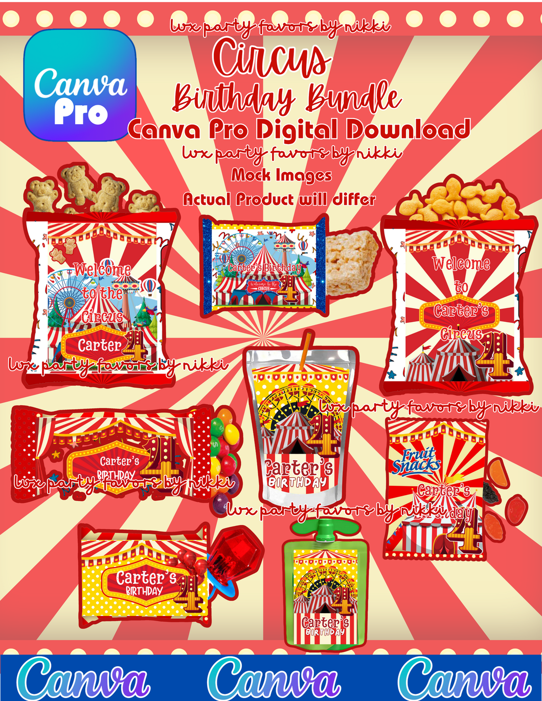 Circus Party Canva Digital Download